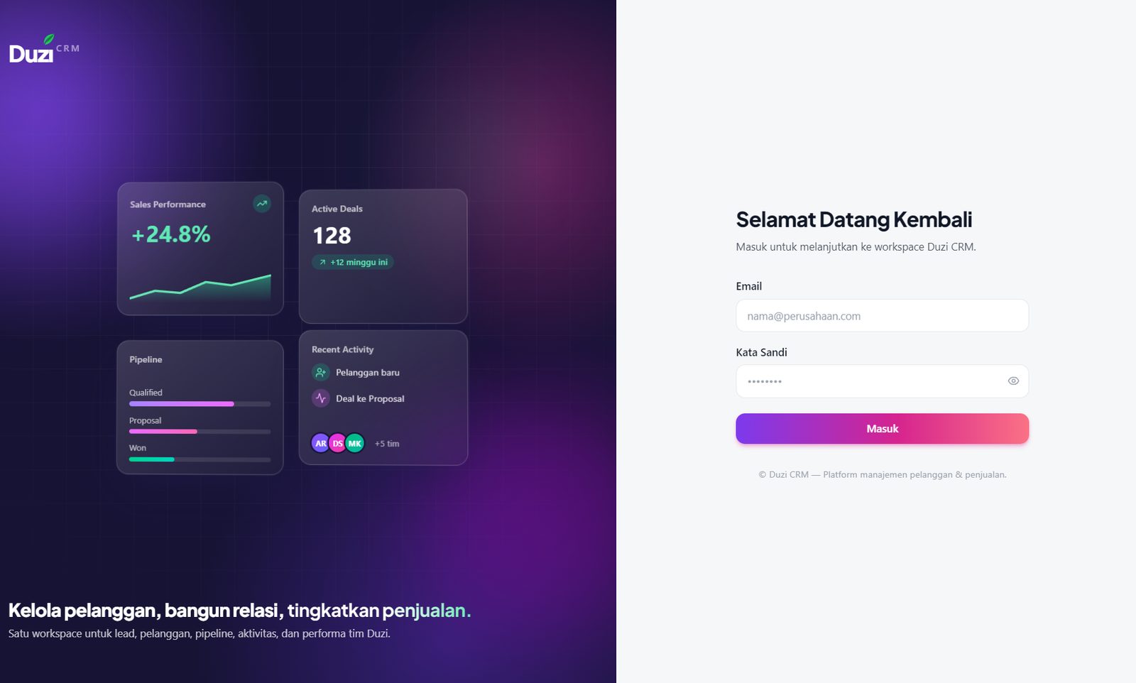 Duzi CRM, customer engagement platform