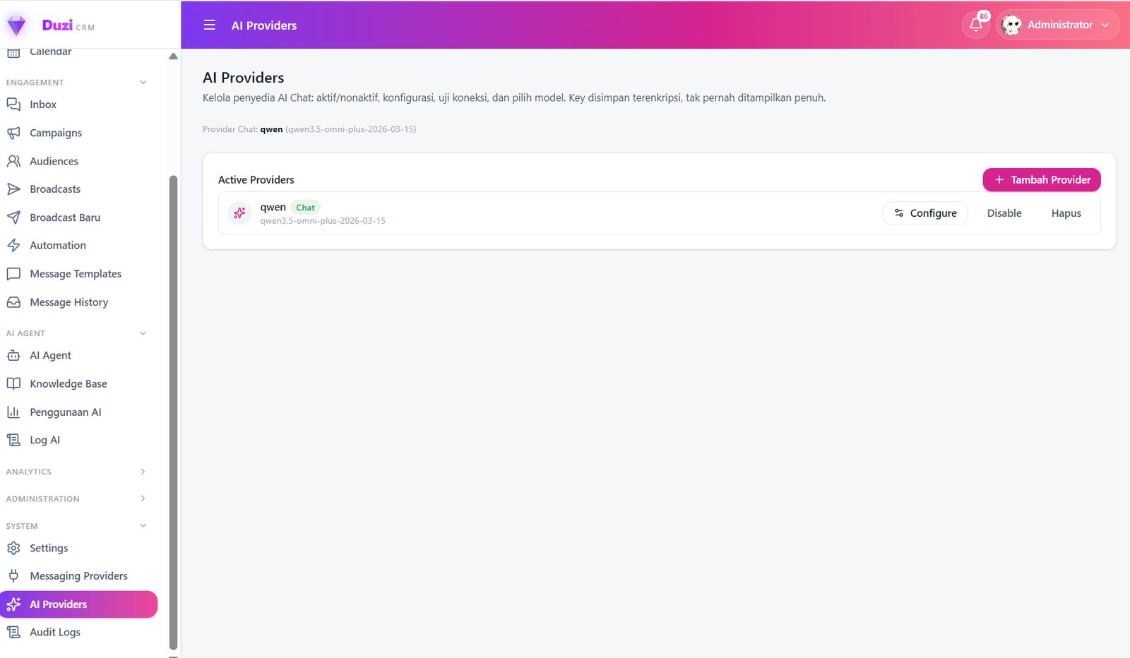 Duzi CRM AI Providers